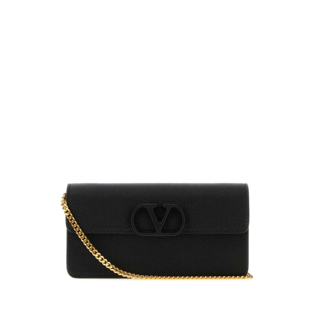 Valentino Garavani Women Black Leather Vlogo Signature Wallet
